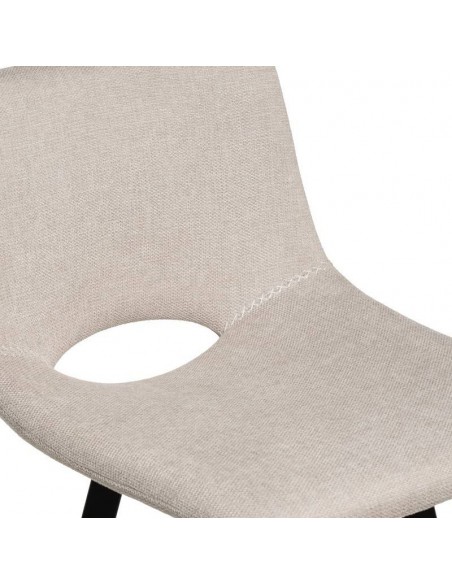 Banco CLARK de 65,5 cm. Assento estofado en Beige e pés de metal.