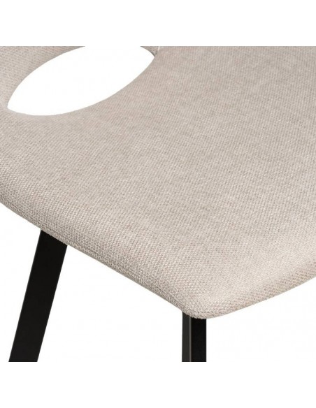 Banco CLARK de 65,5 cm. Assento estofado en Beige e pés de metal.