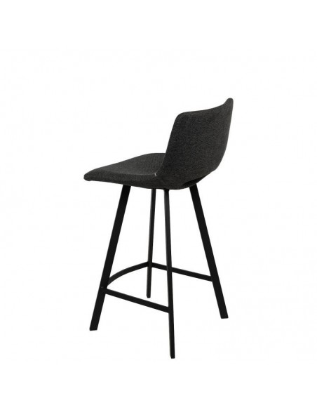 Taburete CLARK de 65,5 cm. Asiento tapizado en Gris oscuro y patas de metal.