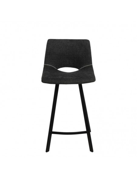 Banco CLARK de 65,5 cm. Assento estofado en Cinza escuro e pés de metal.