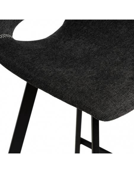 Taburete CLARK de 65,5 cm. Asiento tapizado en Gris oscuro y patas de metal.