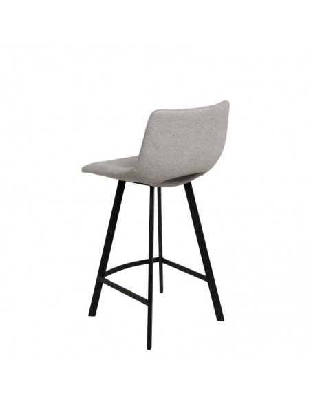 Banco CLARK de 65,5 cm. Assento estofado en Cinza claro e pés de metal.