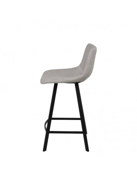 Banco CLARK de 65,5 cm. Assento estofado en Cinza claro e pés de metal.