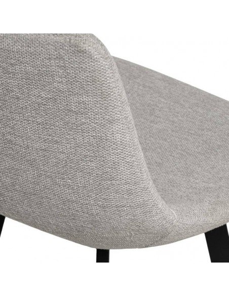 Banco CLARK de 65,5 cm. Assento estofado en Cinza claro e pés de metal.