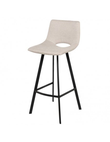 Banco ASTON de 75,5 cm. Assento estofado Beige e pés de metal.