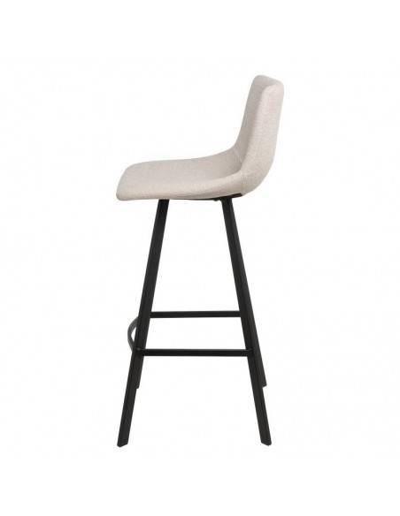Taburete ASTON de 75,5 cm. Asiento tapizado en Beige y patas de metal.