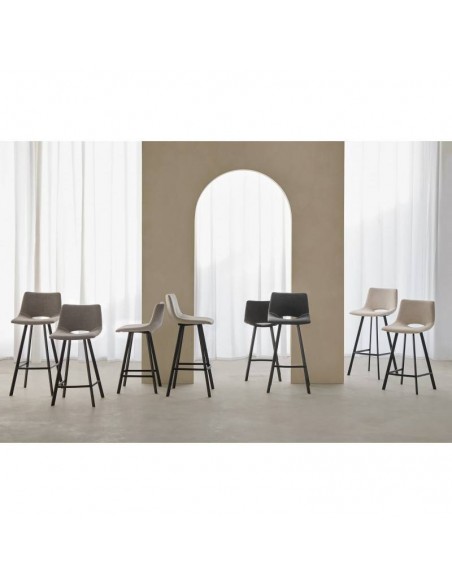 Taburete ASTON de 75,5 cm. Asiento tapizado en Gris oscuro y patas de metal.