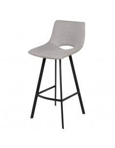 Banco ASTON de 75,5 cm. Assento estofado Cinza claro e...