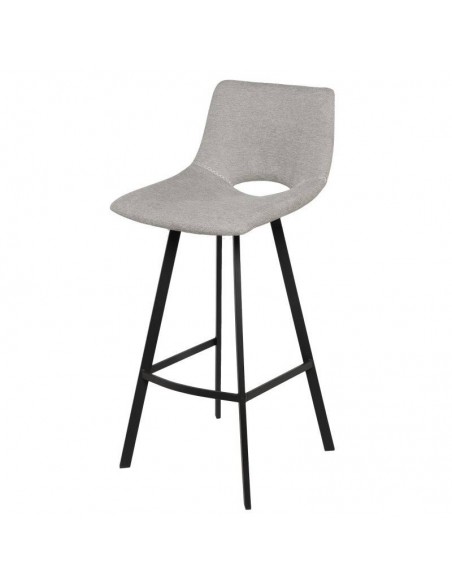 Banco ASTON de 75,5 cm. Assento estofado Cinza claro e pés de metal.