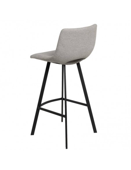 Banco ASTON de 75,5 cm. Assento estofado Cinza claro e pés de metal.