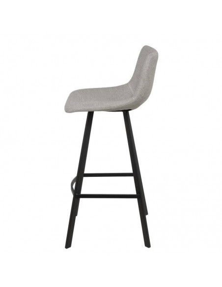Taburete ASTON de 75,5 cm. Asiento tapizado en Gris claro y patas de metal.