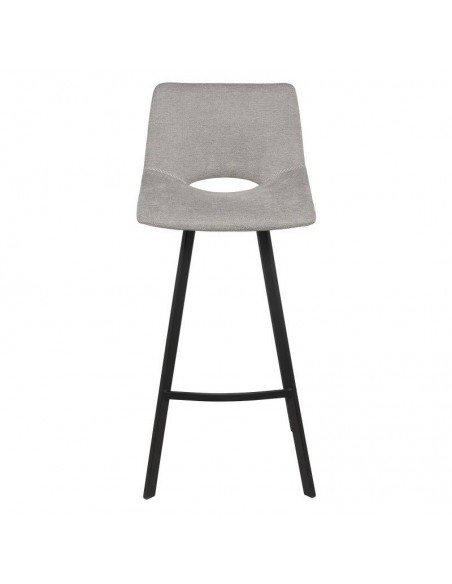 Banco ASTON de 75,5 cm. Assento estofado Cinza claro e pés de metal.