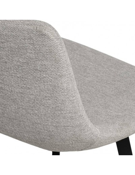 Banco ASTON de 75,5 cm. Assento estofado Cinza claro e pés de metal.