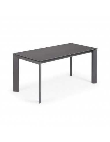 Mesa extensible Axis porcelánico acabado Vulcano Roca patas antracita 160 (220) cm.