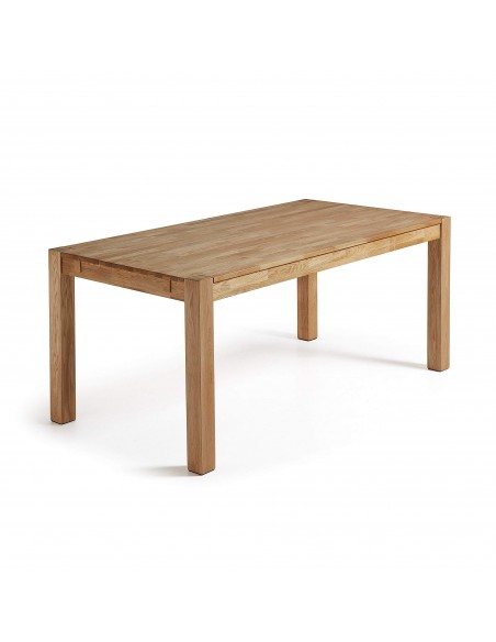 Mesa extensible ISBEL 180 (260) x 90, madera maciza de roble.