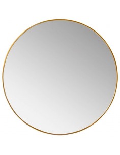 Espejo redondo PADUA 90 cm, marco en aluminio dorado.