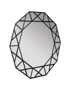 Espejo redondo PASADENA 80 cm, marco madera MDF negro.