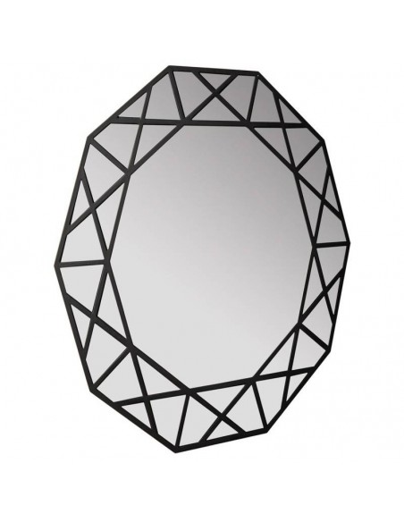 Espelho redondo PASADENA 80 cm, moldura em madeira MDF preto.