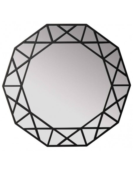 Espelho redondo PASADENA 80 cm, moldura em madeira MDF preto.