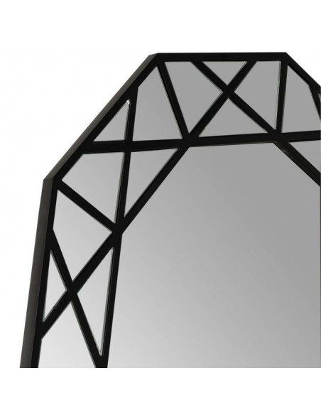 Espejo redondo PASADENA 80 cm, marco madera MDF negro.