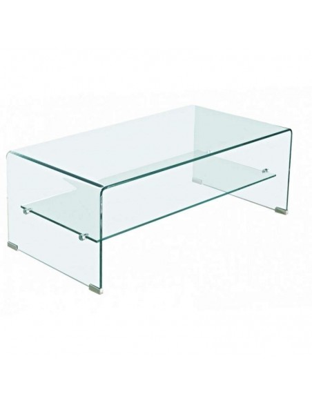 Mesa centro de cristal curvado URANO 110 x 55 cms.