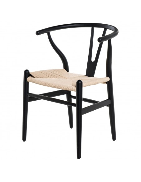 Silla ADA, MADERA haya lacada negro y asiento en enea