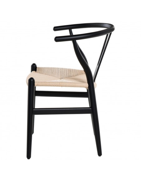 Silla ADA, MADERA haya lacada negro y asiento en enea