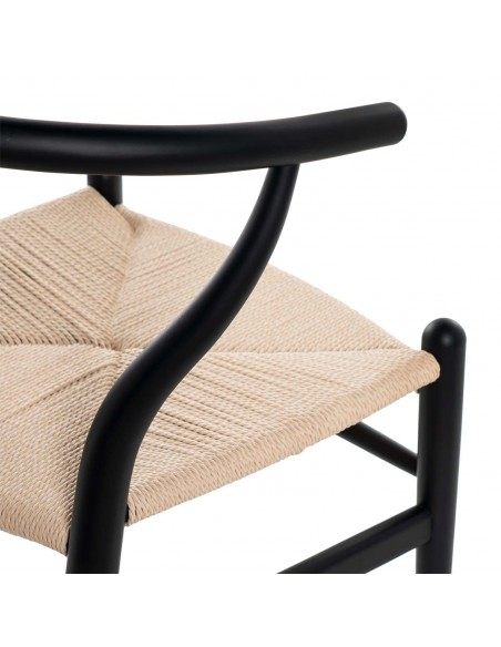 Silla ADA, MADERA haya lacada negro y asiento en enea