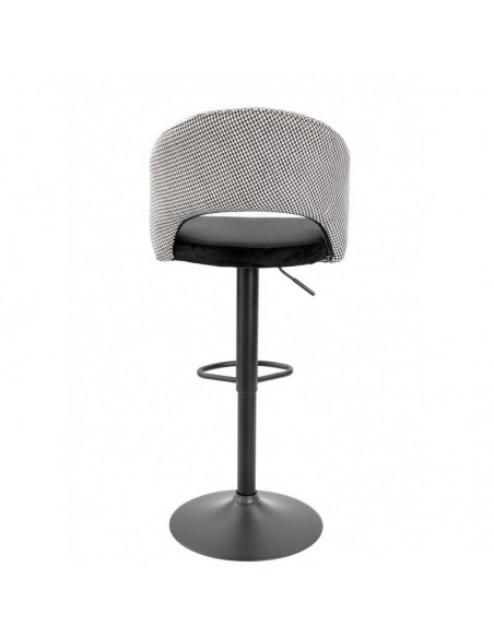 Taburete GALO, regulable, metal negro, tapizado pata de gallo con negro