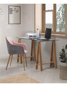 Escritorio moderno Desk 130 x 60 tapa cristal, patas... 2