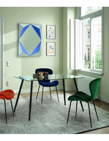 ESPEJO RECTANGULAR LEYA 100X80, COMBINADO AZUL