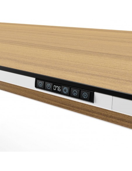 Mesa secretária elevável WING DUAL MOTOR 140 x 70, branco, nogueira