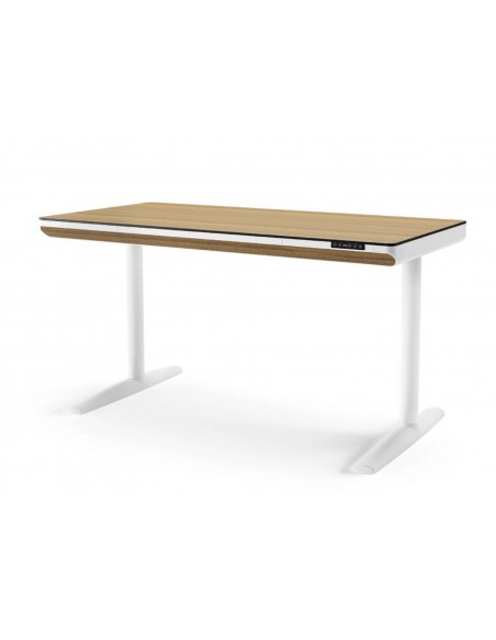 Mesa escritorio elevable WING DUAL MOTOR 140 x 70, blanco, nogal
