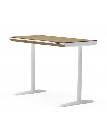 Mesa secretária elevável WING DUAL MOTOR 140 x 70, branco, nogueira