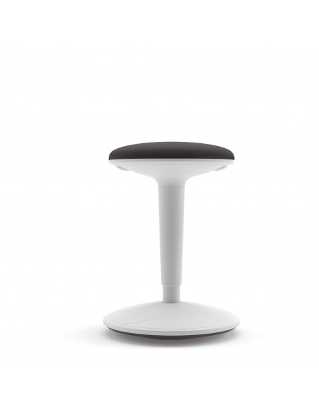 Taburete de sentada activa BONGO, polipropileno blanco, tejido negro