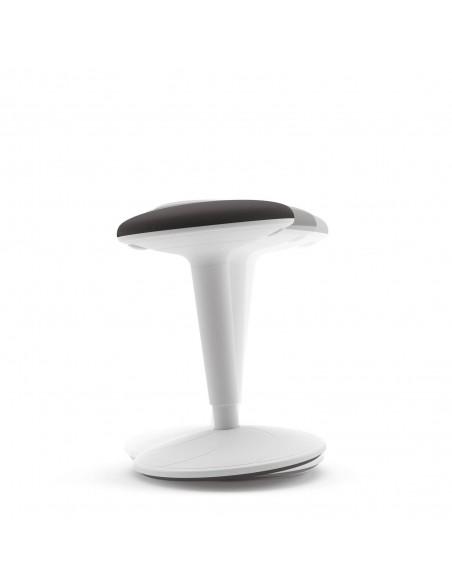 Taburete de sentada activa BONGO, polipropileno blanco, tejido negro