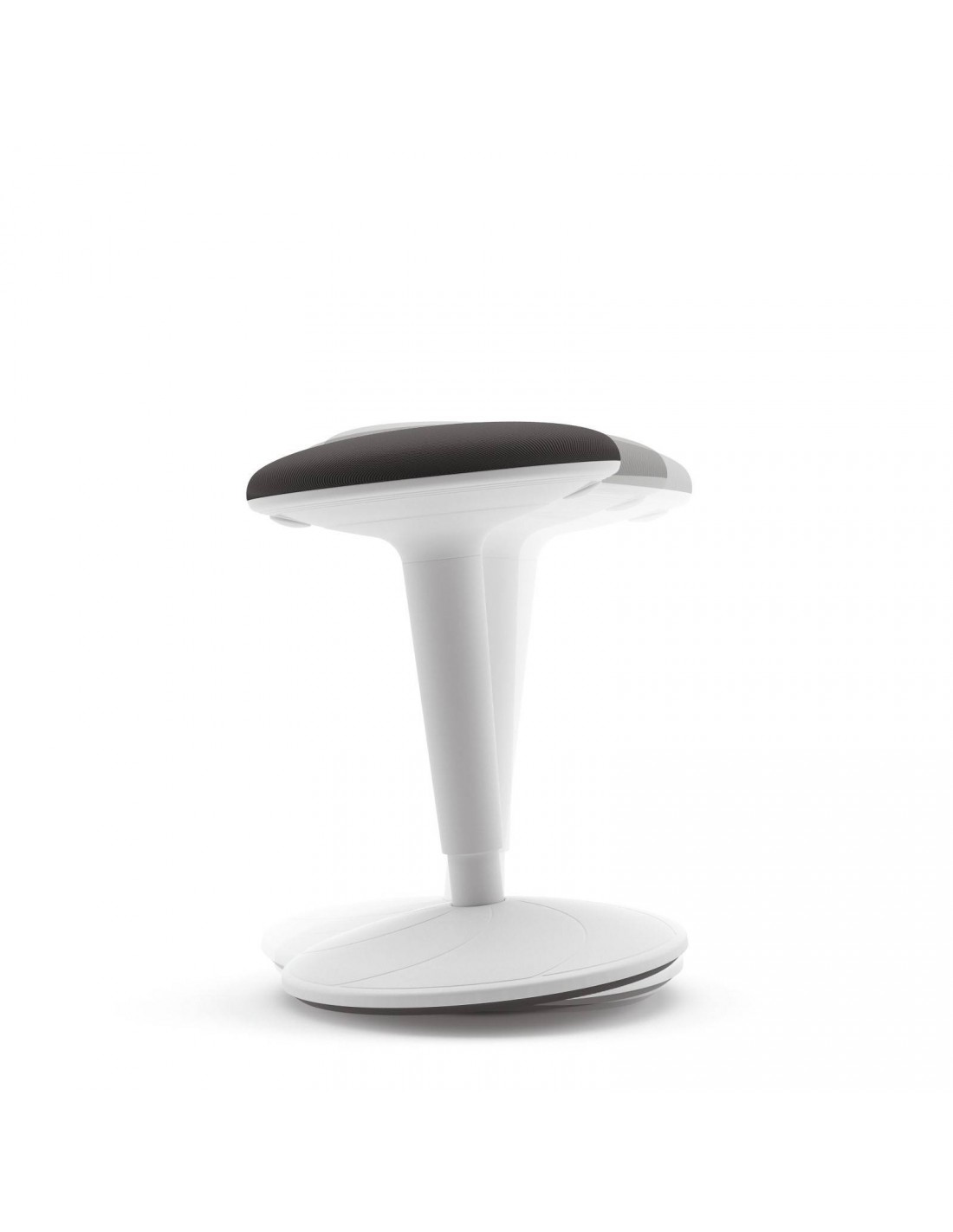 Taburete Ergonómico elevable BONGO, polipropileno blanco, tejido negro