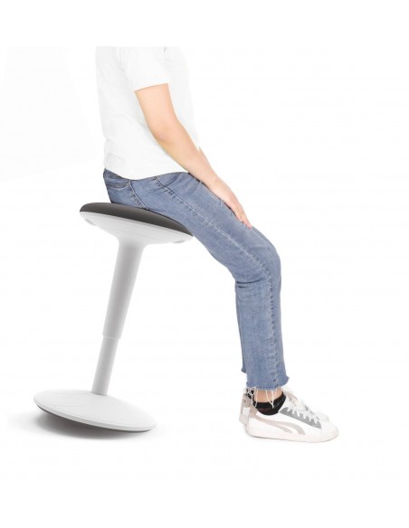 Taburete de sentada activa BONGO, polipropileno blanco, tejido negro