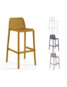 Taburete exterior BILBAO, apilable, polipropileno mostaza