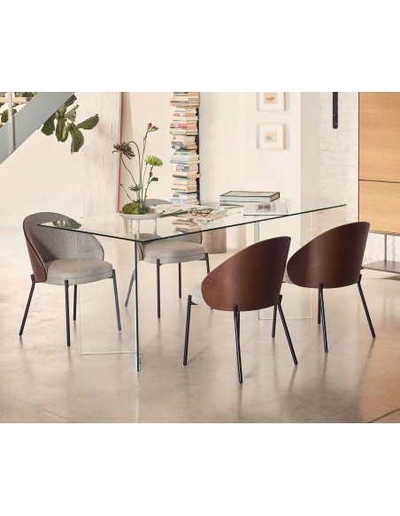 Mesa comedor Burano 200 x 120, cristal transparente