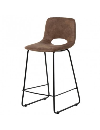 Taburete ALFIE 65 cm, tejido marrón patas de metal.