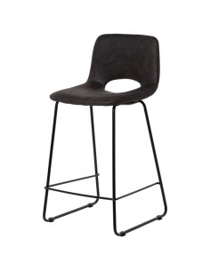 Taburete ALFIE 65 cm, tejido gris oscuro patas de metal...