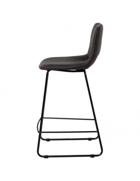 Taburete ALFIE 65 cm, tejido gris oscuro patas de metal negro