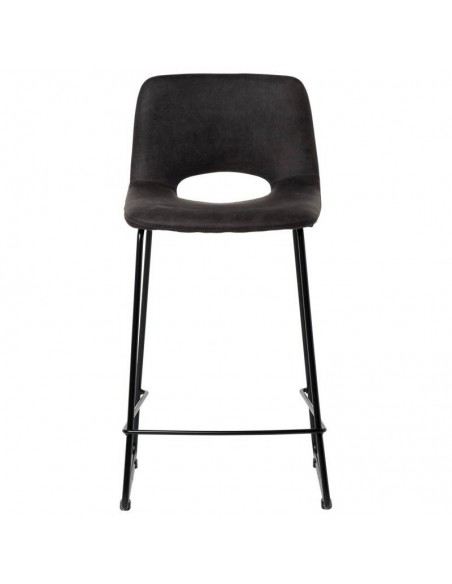 Taburete ALFIE 65 cm, tejido gris oscuro patas de metal negro