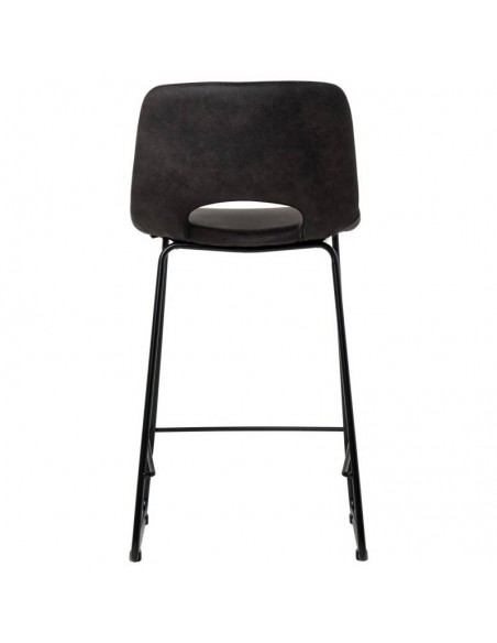 Taburete ALFIE 65 cm, tejido gris oscuro patas de metal negro