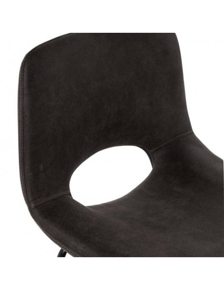 Banco ALFIE 65 cm, tecido cinza escuro, pernas em metal preto