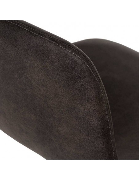 Banco ALFIE 65 cm, tecido cinza escuro, pernas em metal preto