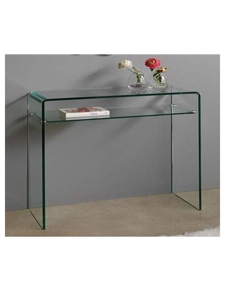 Console minimalista Burano 80x33, vidro curvado