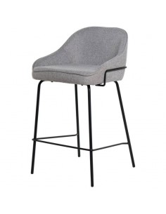 Banco bajo ARNY de 66 cm. Estofado em cinza claro e pes...