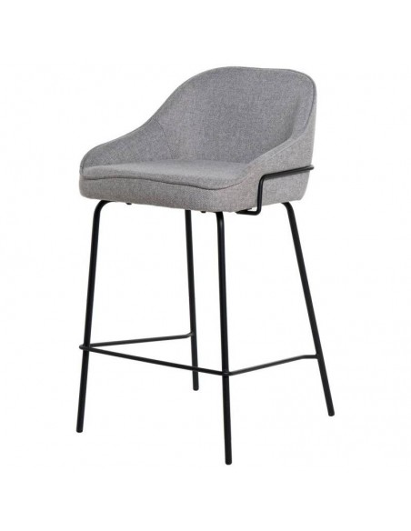 Taburete bajo ARNY 66 cm. Tapizado gris claro y patas de metal.
